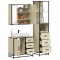 vidaXL Set mobilier de baie, 3 piese, stejar sonoma, lemn prelucrat 3301136