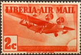Liberia 2 Cents Air Mail &ndash; hidroavion Sikorsky S-42 &ndash; timbru aviatic vintage, 1938
