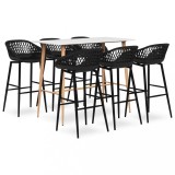 vidaXL Set mobilier de bar, 7 piese, alb și negru