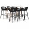 Set mobilier de bar, 7 piese, alb și negru