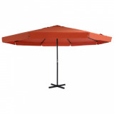 Umbrelă de soare exterior cu st&acirc;lp aluminiu, cărămiziu, 500 cm