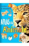 Atlas cu Animale si 80 de Abțibilduri - Carte Educativă pentru Copii, Ilustrații Color