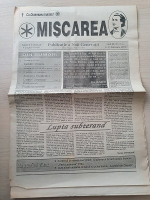 ziarul miscarea 1-15 februarie 1994-ziar legionar,nichifor crainic,ilie ilascu foto