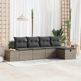 Cumpara ieftin Set de canapele pentru grădină cu pernă 5 pcs Gri Rattan poli