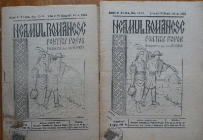 Neamul romanesc pentru popor, director Nicolae Iorga, 1923, 2 numere foto