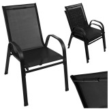 Set 2 scaune de gradina Gardlov, negre, suprapozabile, 150 kg