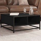 VidaXL Măsuță de cafea, negru, 60,5x60,5x30 cm, lemn prelucrat/metal