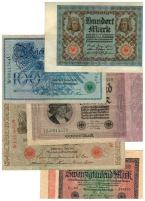 Germania 1908-1923 - Lot 5 bancnote, circulate foto