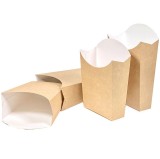 Cumpara ieftin Cutii Carton Kraft Cartofi Prajiti, 100 buc, EP, H&acirc;rtie Cerată, Termorezistent, Fast Food, Delivery, Catering, 9x6x11.5cm
