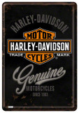 Placa metalica - Harley Davidson Genuine - 10x14 cm, Nostalgic Art Merchandising