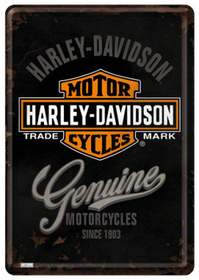 Placa metalica - Harley Davidson Genuine - 10x14 cm foto