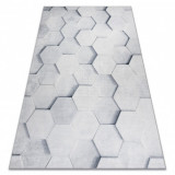 ANDRE 1180 covor lavabil Fagure, hexagon 3D anti-alunecare - gri, 120x170 cm