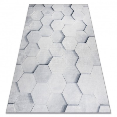 ANDRE 1180 covor lavabil Fagure, hexagon 3D anti-alunecare - gri, 120x170 cm foto