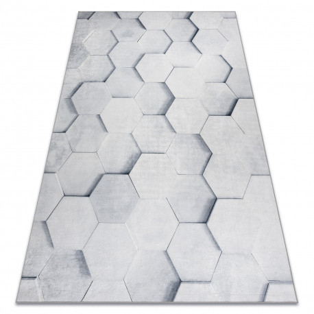 ANDRE 1180 covor lavabil Fagure, hexagon 3D anti-alunecare - gri, 80x150 cm