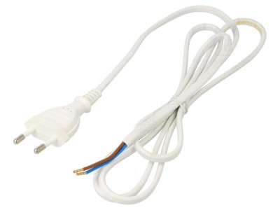 Cablu PVC Alb 2x0,75mm 1,6m 2,5A foto