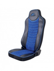Set Huse Scaun Mercedes Actros EURO 5 1844 MP2 MP3 MP4 Piele Ecologica Neagra + Velvet Albastru