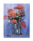 Cumpara ieftin Tablou vaza cu bujori pictat manual, 40x30cm acril pe panza in relief efect 3D, Kenny Varniote