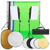 vidaXL Set studio foto cu lumină, fundal și reflector 3094733