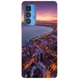 Husa compatibila cu Motorola Moto G22 model Sundown over city, Silicon, TPU, Viceversa, Transparent, Carcasa