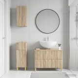 Cumpara ieftin Set de cabinet pentru baie cu 3 piese DELFT Stejar Sonoma