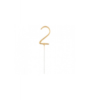 Lumanare Scanteietoare, auriu, 17 cm-Tip Cifra 2 foto