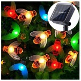 Instalatie solara Albinute cu 50 LED-uri lumina Multicolora si senzor de lumina, Oem