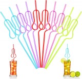 Set de 10 paie curbate pentru bauturi Qpout, plastic, multicolor, 27 cm