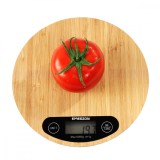 Cantar digital de bucatarie, Emeszon&reg;, blat din lemn de bambus dur de 20cm, cantareste maxim 5Kg, LCD, functia Tare, negru
