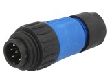 Conector Circular Mufă pe Cablu 7 PIN Tată Argintat