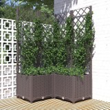 VidaXL Jardinieră de grădină cu spalier maro, 80x80x136 cm, PP