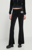 Juicy Couture pantaloni de trening din velur culoarea negru, cu imprimeu