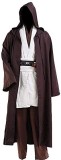 Costum Jedi pentru bărbați, tunica medievală cu capucă, mantie, halat de baie, costum de Halloween, cosplay pentru adulți, Maro+Alb, M