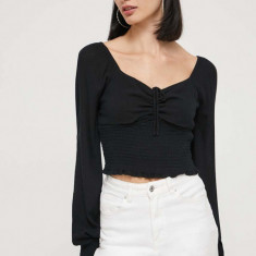 Hollister Co. bluza femei, culoarea negru, neted