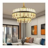 Cumpara ieftin Candelabru LED Pollux cu Telecomanda, 300W, Diametru 75cm Auriu, Cristal, Dimabila
