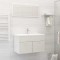 Set mobilier de baie, alb extralucios, lemn prelucrat