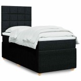 VidaXL Pat box spring cu saltea, negru, 90x190 cm, textil