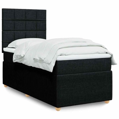 vidaXL Pat box spring cu saltea, negru, 90x190 cm, textil 3291913 foto