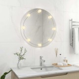 vidaXL Oglindă de perete cu lumini LED, sticlă, rotundă