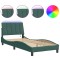 Cadru de pat cu LED fara saltea, Hanko, verde inchis, 90x190 cm, catifea