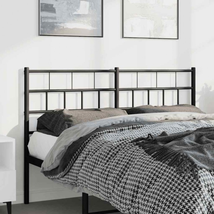 vidaXL Tăblie de pat metalică, negru, 135 cm 355691