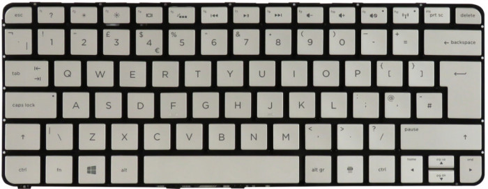 Tastatura Laptop, HP, Spectre 13-SMB, 13T-3000, 13-3000, 743897-031, iluminata, argintie, layout UK