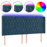 Cumpara ieftin Tablie de pat cu LED, albastru inchis, 203x16x118/128cm catifea