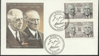 France Germany Bundes 1988 The Franco-German cooperation, FDC K.318 foto