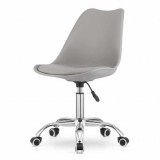 Scaun de Birou Sassari, Pivotant si Rotativ, cu 5 Roti din Cauciuc, Perna din Piele Ecologica si Sezut din PP, Maxim 120 Kg, Cadru Aluminiu, 49 x 42 x