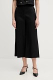 Gaudi pantaloni din amestec de in culoarea negru, drept, high waist, 511FD25009
