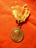 Medalie argint Carol I Austro Ungaria ww1 cca1916 , revers Fortitudini ,d=3,1cm, Europa
