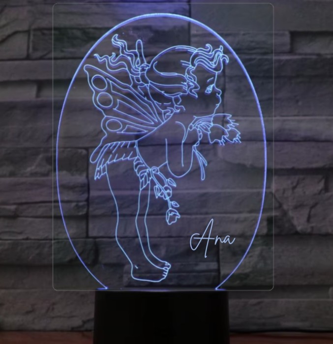 Lampă 3D Personalizată cu &Icirc;ngeraș și Nume