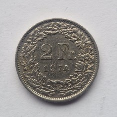 Elvetia 2 Francs 1974 franci _ moneda nichel km # 21a