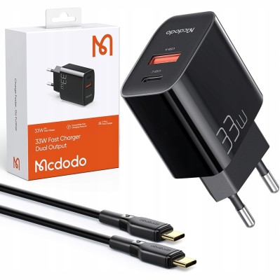 Mcdodo Szybka Ładowarka Sieciowa Do Telefonu 2X Usb Usb-C Pd 33W + Kabel 1M foto