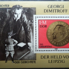 GERMANIA (DDR) 1982 – ANIVERSARI. GEORGI DIMITROFF, colita MNH, DR4